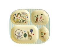 Rice Melamine Children's Plate with 4 Compartments - Mint - Fun Fair Print