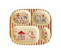 Rice Melamine Children's Plate with 4 Compartments - Pink - Fun Fair Print