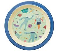 RICE Melamine Kids Plate - Blue - Space Print