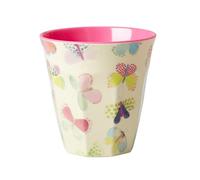 Rice Melamine Medium Cup Two Tone with Butterfly Print DK