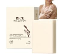 Rice Milk Soap Bar - Natural Moisturizing Face & Body Bar for Face & Body, Moisturizing Bar Soap for Sensitive Skin, Gentle Face Wash Bar for Women & Men with Shea Butter & Panthenol (1PCS)