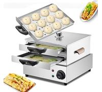 Rice Noodle Rolls Machine 2000W, Stainless Steel Hot Dog Steamer and Bun Warmer with 3 Steam Trays for Cantonese Cheung Fun