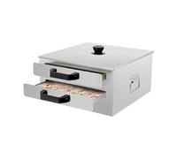 Rice Noodle Rolls Machine, Stainless Steel Cantonese Rice Rolls Machine with Extra Tray, Top Open Chinese Steamed Vermicelli Roll Food Steamer, Guangdong Recipes Cookware, Double-layer, 32 x 31 x 16cm