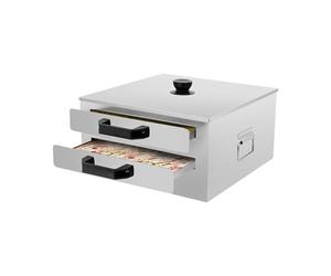 Rice Noodle Rolls Machine, Stainless Steel Cantonese Rice Rolls Machine with Extra Tray, Top Open Chinese Steamed Vermicelli Roll Food Steamer, Guangdong Recipes Cookware, Double-layer, 32 x 31 x 16cm