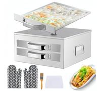 Rice Noodle Steamer, 2 Layer Pull-Out Design, Commercial & Home Use, Extra Stainless Steel Steam Tray and Handle, Compatible with Stove and Induction Cooktop