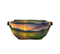 Rice Paddy Field Sun Large Fanny Pack,Gifts for Enjoy Sports Festival Workout Traveling Running Casual