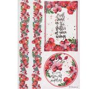 Rice Paper A4, Red Orchids with I Will Trust and Every Moment Matters Quotes, Floral Decoupage Paper DFSA4213