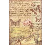 Rice Paper A4, Vintage Butterflies and Antique Map, Ephemera Decoupage Paper DFSA4019