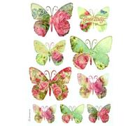 Rice Paper A4, Vintage Rose Butterflies and Floral Greetings, Decoupage Paper DFSA4069