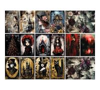 Rice Paper for Decoupage, 8 x 10.5” (A4) - 9 Pages - 18 Coordinated Designs - Premium 30gsm Craft Paper for Furniture, Scrapbooking & DIY Décor by Craft Kreatively (Gothic)
