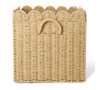 RICE - Paper Rope Basket Foldable With Scalloped Edges 33 cm, Natural - Nature