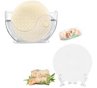 Rice Paper Water Bowl with Side Pocket Holder spring roll maker Paper Wrapper Tray Collapsible Stand Spring Roll Maker Plastic Mesh Trays for Summer Rolls Tools