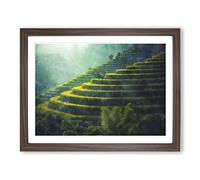 Rice Plantation In Cambodia Vol.1 Painting Modern Art Framed Print | A2 Walnut Framed Wall Art | Ready to Hang | Modern Historical Picture | Living Room Bedroom Lounge Office