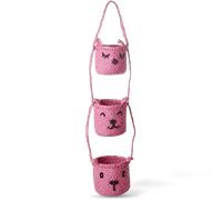 RICE - Raffia Hanging Storage With Animal Heads, Pink - Pink