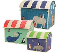 RICE - Raffia Toy Storage 3-pack, Animal - Multi