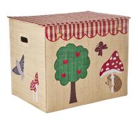RICE - Raffia Toy Storage Extra Large Foldable, Happy Forest - Green