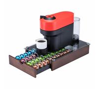 Rice rat Pods Holder for Coffee, 40 Pods Capacity, Glass Top & Sturdy Wood Frame, Organizes Vertuo Capsules, Space Saving Design