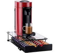 Rice rat Vertuo Capsule Holder Drawer for Nespresso With Glass For Cabinet Vertuoline Pod Storage Rack For Counter (Class-40 Pods)