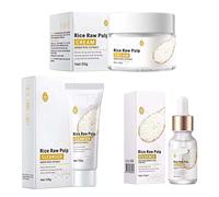Rice Raw Pulp Face Cream,Crema De Arroz Para Blanquear La Piel,Rice Raw Pulp Essence, Anti Aging Face Moisturizer Face Cream,Moisturizer Anti-Wrinkle Shrink Pores (1Set)