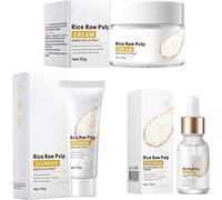 Rice Raw Pulp Face Serum Set, White Rice Whitening Cream With Rice Extract, Anti Aging Face Essence, Moisturize Anti-wrinkle Shrink Pores