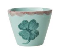 RICE - Espresso Cup Ceramic Oval 7 cl, Good Luck Clover - Green