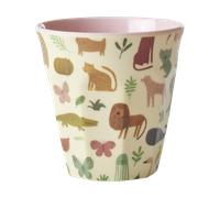 RICE Rice children's cup melamine Sweet Jungle Print-Soft Pink