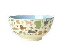 RICE Rice melamine bowl medium Sweet Jungle Print-Soft blue