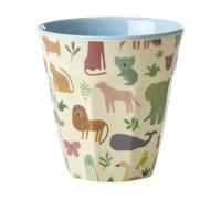 RICE Rice melamine cup medium Sweet Jungle Print-Soft blue