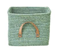 RICE - Basket with Leather Handles, Mint - Mint