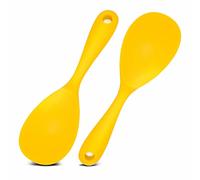 Rice Serving Spoon Set of 2, Rice Spoon Set, Silica Gel Serving Spoons for Rice, Sushi & Mashed Potatoes, Silicone Rice Paddle, Nonstick & Resistant to High Heat, Better Than Plastic Spoons (Yellow)