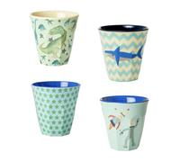 Rice Set of 4 Medium Melamine Cups Fun Boy Prints