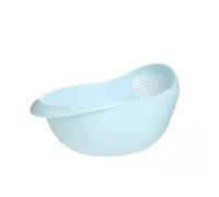 Rice Sieve Plastic Colander Kitchen Drain Basket with Handles Rice Bowl Strainer Strainer Basket Sink Drain Kitchen Tools (blue)