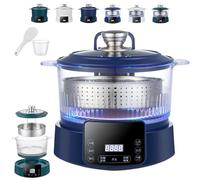 Rice Soup Separation Electric Cooker, 3L Lifting Sugar Low Carb Rice Cooker with Reservable-Timable and Liftable Filter Basket Non-stick Pan Rices Soup Separate, for Rice Ramen (Blue,Stainless Steel)