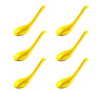 Rice Spoons - Ramen Noodle Soup Ladle & Serving Spoons (6, Yellow) - Asian Plain Style