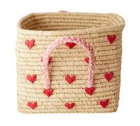 RICE - Storage Basket 30x30 cm, Hearts - Nature