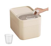 Rice Storage Bin - 12 Inch Food Container | Abs Grain Keeper - Large Capacity Airtight Box with Measuring Cup & Transparent Moisture Resistant Design, Ideal for Kitchen Pantry & Dry Goods Organization