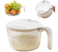 Rice Strainer, Safe Plastic Rice Washer Strainer Bowl with Drain Lid, 7.1x3.4" Rinser with Handle for Vegetable Fruit Grains Bean, Small Kitchen.