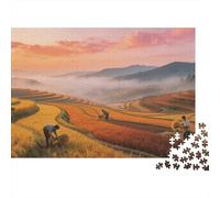 Rice Terraces 1000 Piece Jigsaw Puzzle Recyclable Pastoral Scenery Puzzles for Elderly Family Gaming Time Props Relieve Senile Dementia Great Gift 70x50cm/1000pcs