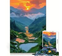 Rice Terraces at Sunset 1000 Piece Jigsaw Puzzles for Teenagers Jigsaw Enhance Memory Cozy Relax Firm Cut Festive Gift (38x52cm)