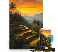 Rice Terraces Sunset 1000 Piece Jigsaw Puzzles for Teenagers Boost Memory Gentle Relax Premium Cut Bday Surprise (50x75cm)