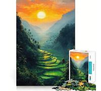 Rice Terraces Sunset 1000 Pieces Jigsaw Puzzles for Adults Mind Exercise Toy Relax Time Precision Cut Stylish Gift (50x75cm)