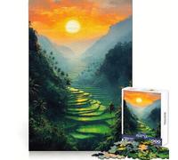 Rice Terraces Sunset 1000 Pieces Jigsaw Puzzles for Adults Mind Exercise Toy Relax Time Precision Cut Stylish Gift (50x75cm)