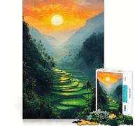 Rice Terraces Sunset 1000 Pieces Jigsaw Puzzles for Teenagers Memory Upgrade Casual Relax Sharp Cut Art Display (38x26cm)