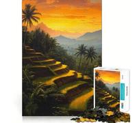 Rice Terraces Sunset Jigsaw Puzzle for Adults 1000 Pieces Mind Puzzle Calm Pastime Image Assembly Lovely Present (38x26cm)