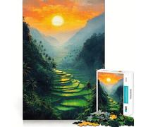 Rice Terraces Sunset Jigsaw Puzzles for Adults1000 Piece Brain Teaser Home Leisure Image Assembly Birthday Gift (38x52cm)