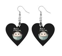 Rice to Meet You Wooden Earrings Pendants Lightweight Wood Drop Charms Statement Jewelry Gifts for Women Circular