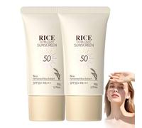 Rice Ultra-Light Sunscreen SPF 50 P Rice Cream for Face, Natural Sunscreen, No White Cast, Water Resistant, Hydrating Face Lotion with Rice Extract, Korean Sunscreens for All Skin Types (2PC)