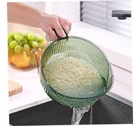 Rice Washer, Rice Strainer 9x5 Inch BPA-free Plastic Rice Washer with Fine Holes and Ergonomical Handle Multifunctional Fruit Washing Bowl for Cleaning Fruits, Vegetables Green, Rice Washer Strainer