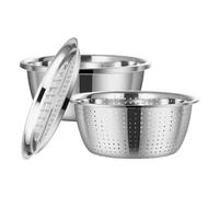 Rice Washer Strainer Bowl - Washing Drainage Basket - Multifunctional Stainless Steel Basin with Grater,for Kitchen Salad Vegetables Baking Cooking