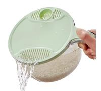 Rice Washer Strainer Colander Washing Bowl with Handle and Lid Vegetable/Rice Washer Strainer for Cleaning Fruits, Vegetables, and Beans